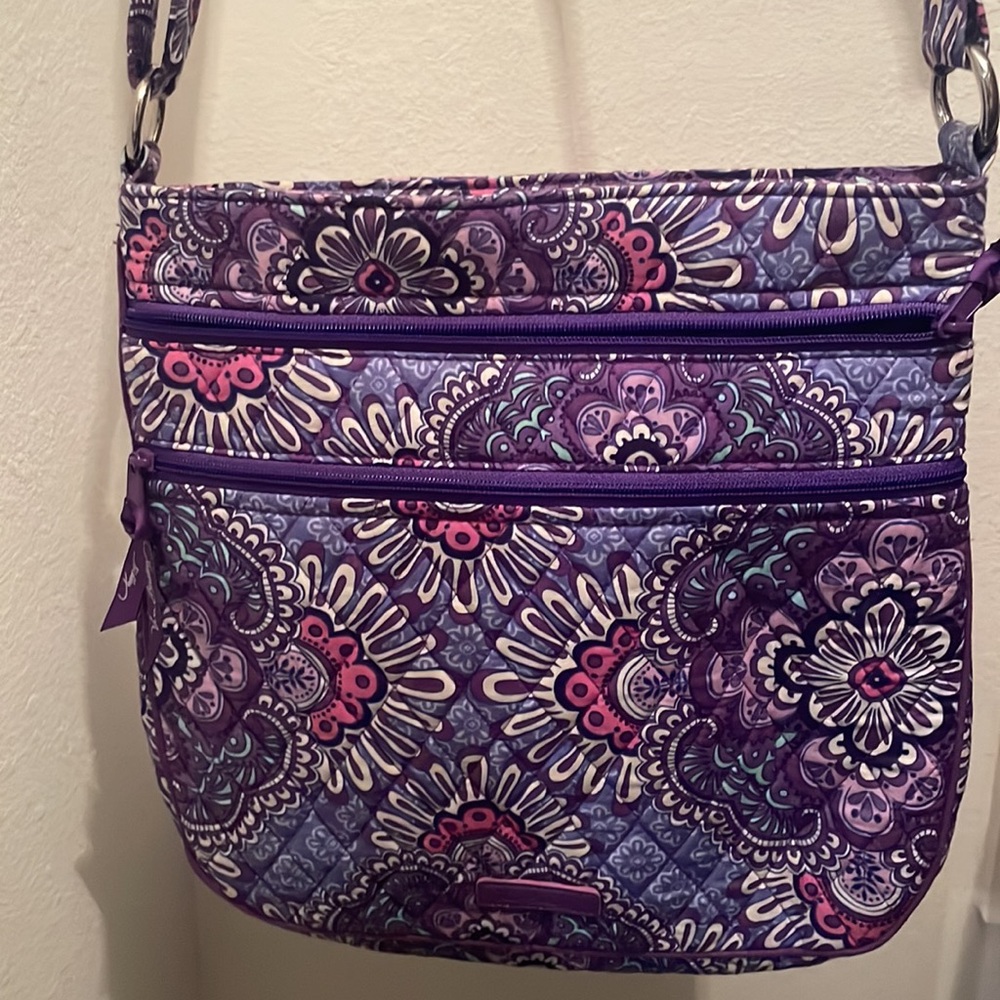 Vera Bradley Large Triple Zip Hipster Crossbody Lilac Tapestry Retired Pattern